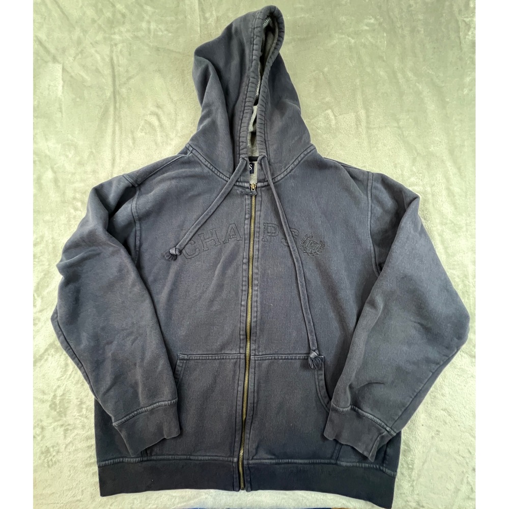 Chaps Full Zip Hoodie Mens Large Navy Blue Waffle Lined Embroidered Logo